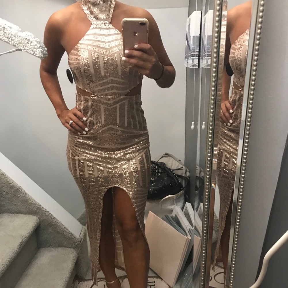 Sequence rose gold dress